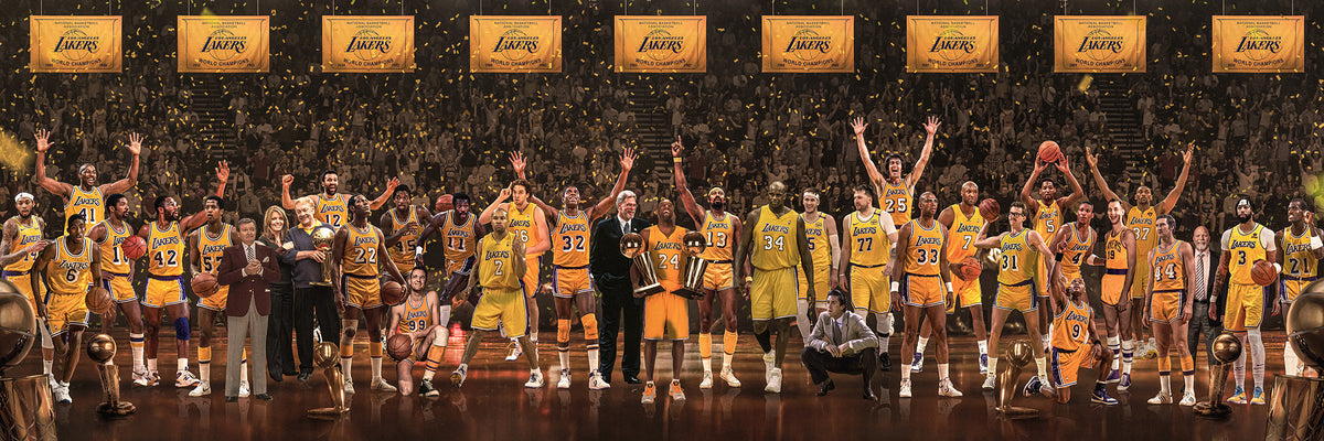 "Legends of the Past & Present" | NON LEBRON EDITION | Los Angeles Basketball LAL | 3 FT LONG POSTER ( 36x12")