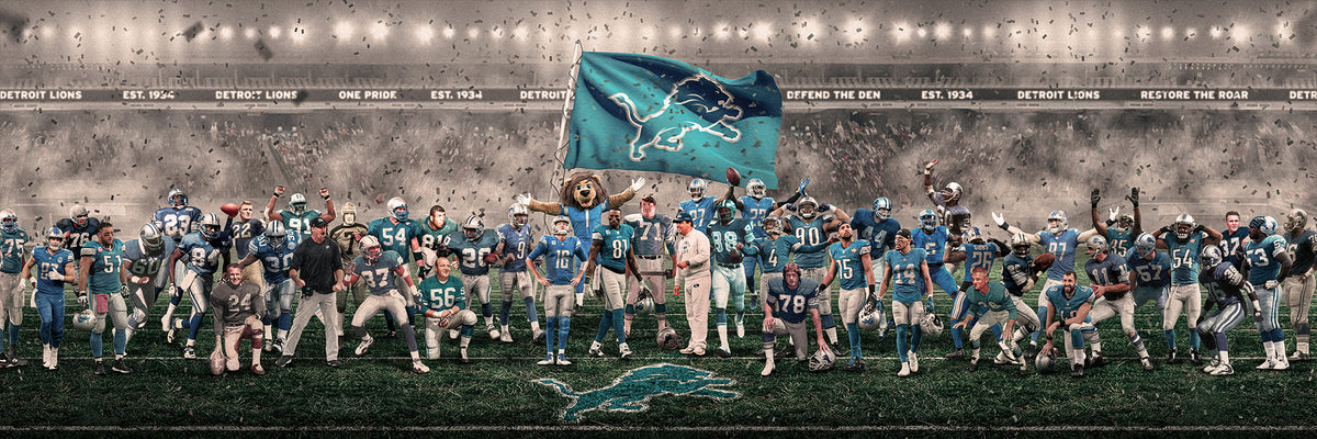 "Legends of the Past & Present" | Detroit Football Edition | 3 FT LONG POSTER ( 36x12")