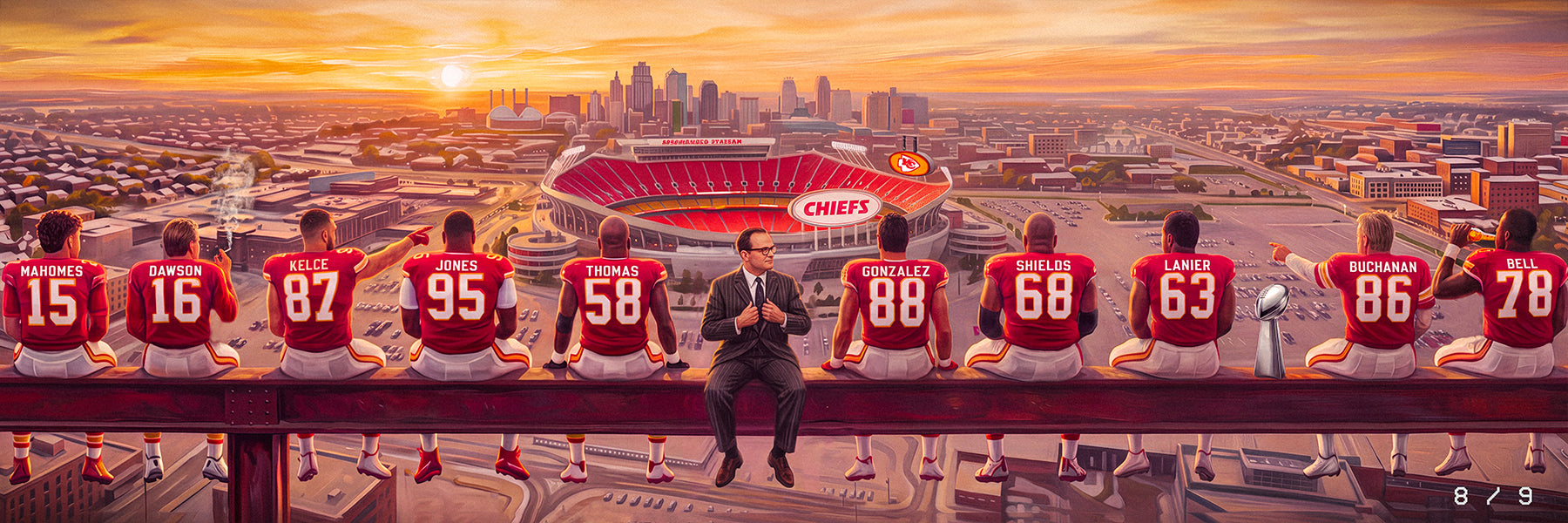 "THE LUNCH BREAK" | KANSAS CITY FOOTBALL | LIMITED EDITION /9 | FINE ART MATTE PRINT | 3 FT LONG * 36"x12"