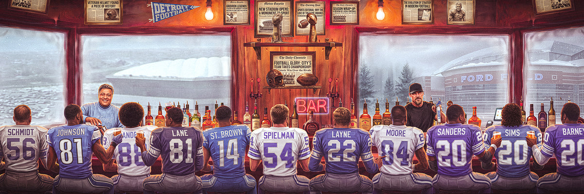 "The Lions Den" | Detroit Football Edition | 3 FT LONG POSTER ( 36x12")