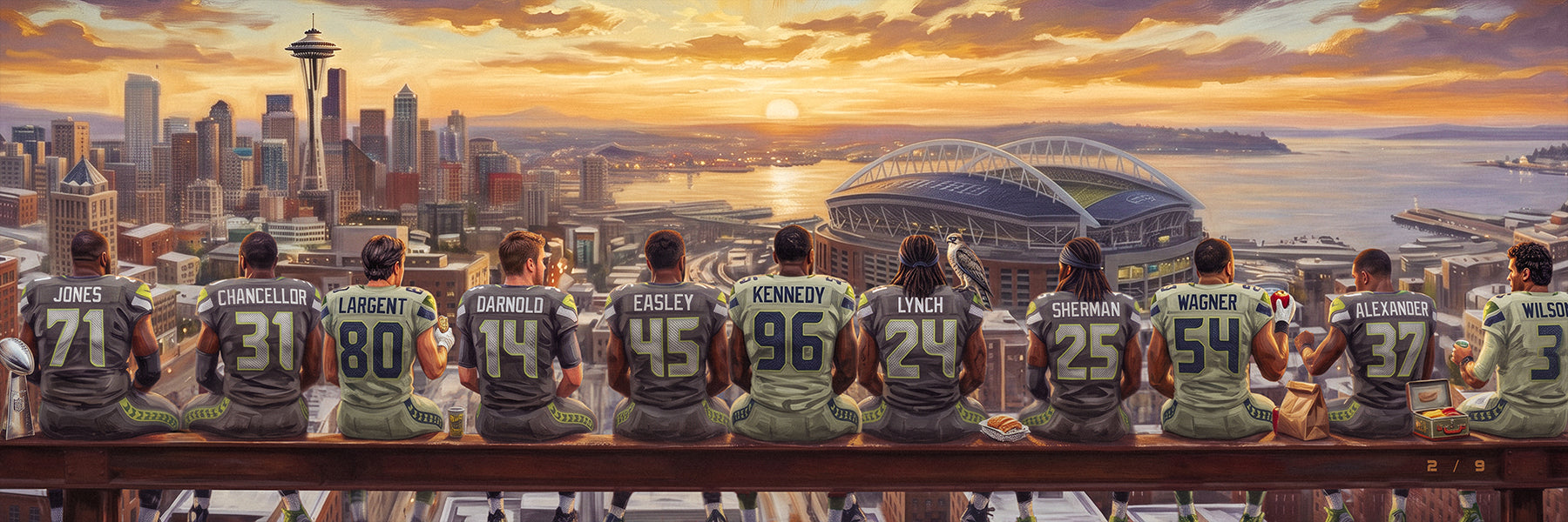 "THE LUNCH BREAK" | SEATTLE FOOTBALL | LIMITED EDITION /9 | FINE ART MATTE PRINT | 3 FT LONG * 36"x12"